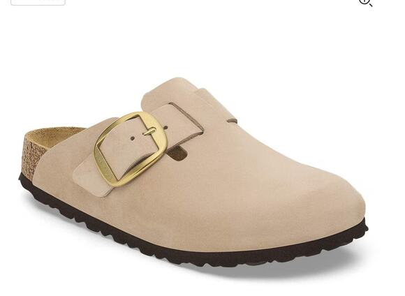 Birkenstock Shoes - Birkenstock Boston Big Buckle Clogs Nubuck Leather Sandcastle W 10